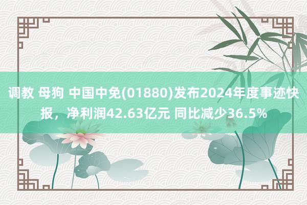 调教 母狗 中国中免(01880)发布2024年度事迹快报，净利润42.63亿元 同比减少36.5%